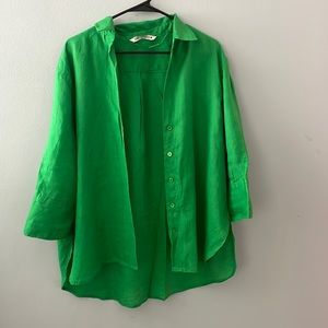 Green linen top